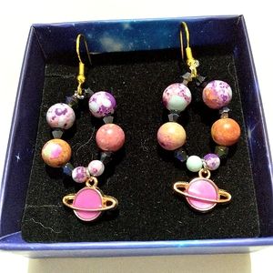 Handmade Jasper Planet Earrings